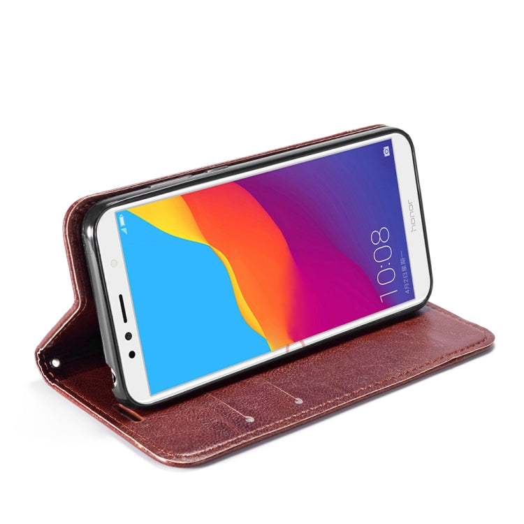 For Huawei Honor 7C Double-sided Absorption Splicing Horizontal Flip Leather Case with Holder & Card Slots & Lanyard