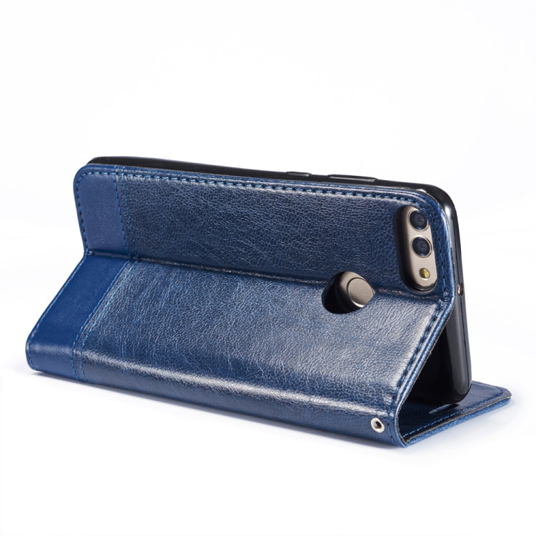 For Huawei Y9 (2018) Double-sided Absorption Splicing Horizontal Flip Leather Case with Holder & Card Slots & Lanyard