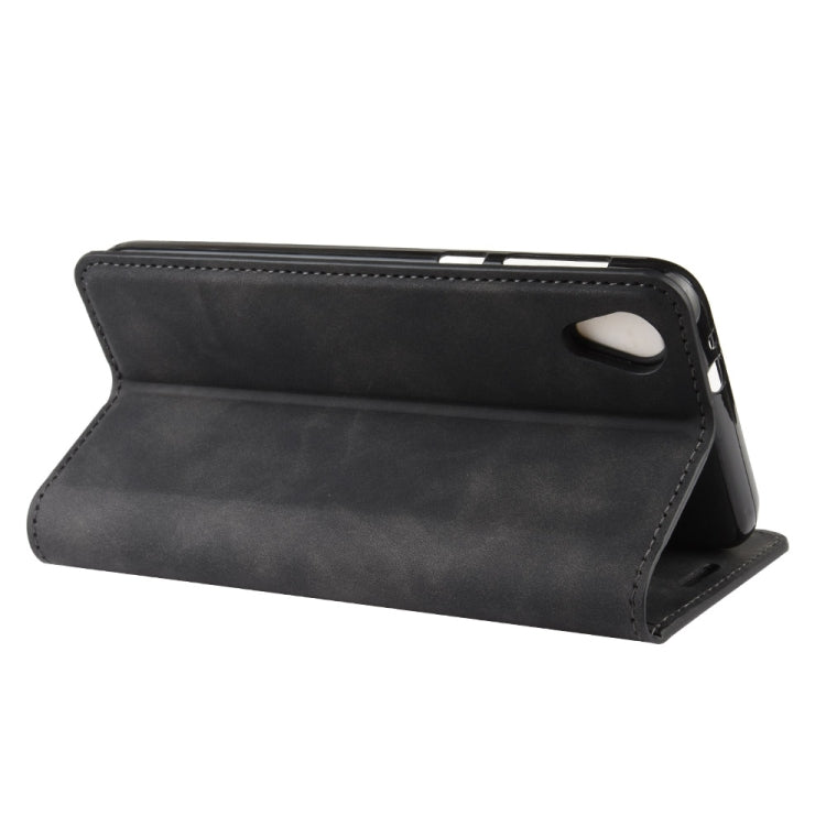 For Motorola Moto E6 Retro-skin Business Magnetic Suction Leather Case with Purse-Bracket-Chuck