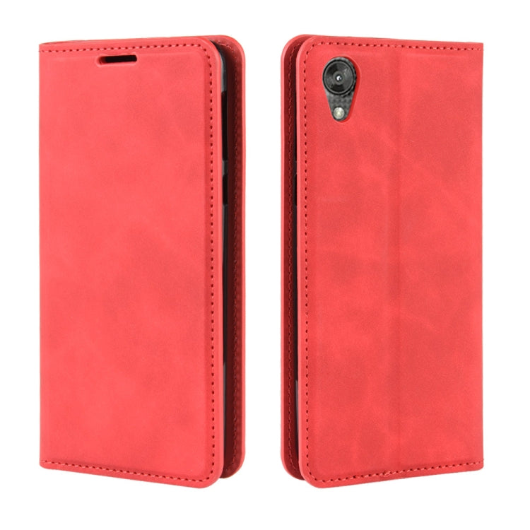 For Motorola Moto E6 Retro-skin Business Magnetic Suction Leather Case with Purse-Bracket-Chuck