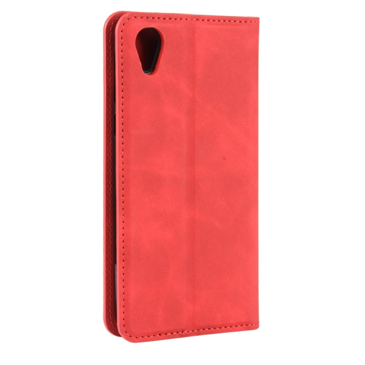 For Motorola Moto E6 Retro-skin Business Magnetic Suction Leather Case with Purse-Bracket-Chuck
