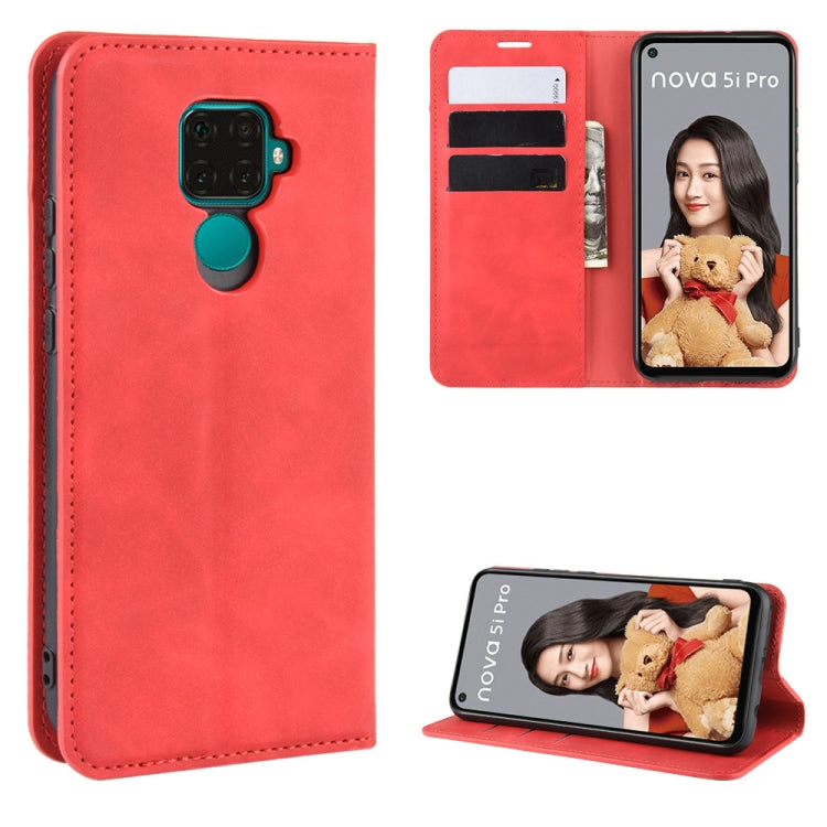 For Huawei Mate 30 Lite / Nova 5Z Retro-skin Business Magnetic Suction Leather Case with Purse-Bracket-Chuck
