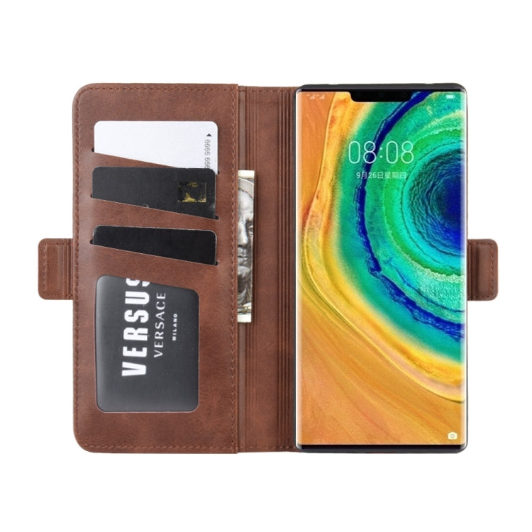 For Huawei Mate 30 Pro Double Buckle Crazy Horse Business Mobile Phone Holster with Card Wallet Bracket Function