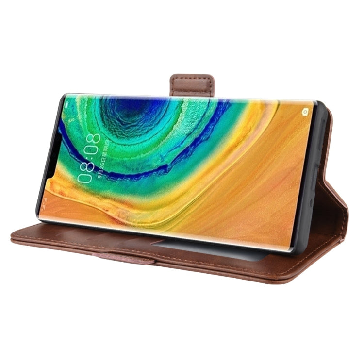 For Huawei Mate 30 Pro Double Buckle Crazy Horse Business Mobile Phone Holster with Card Wallet Bracket Function