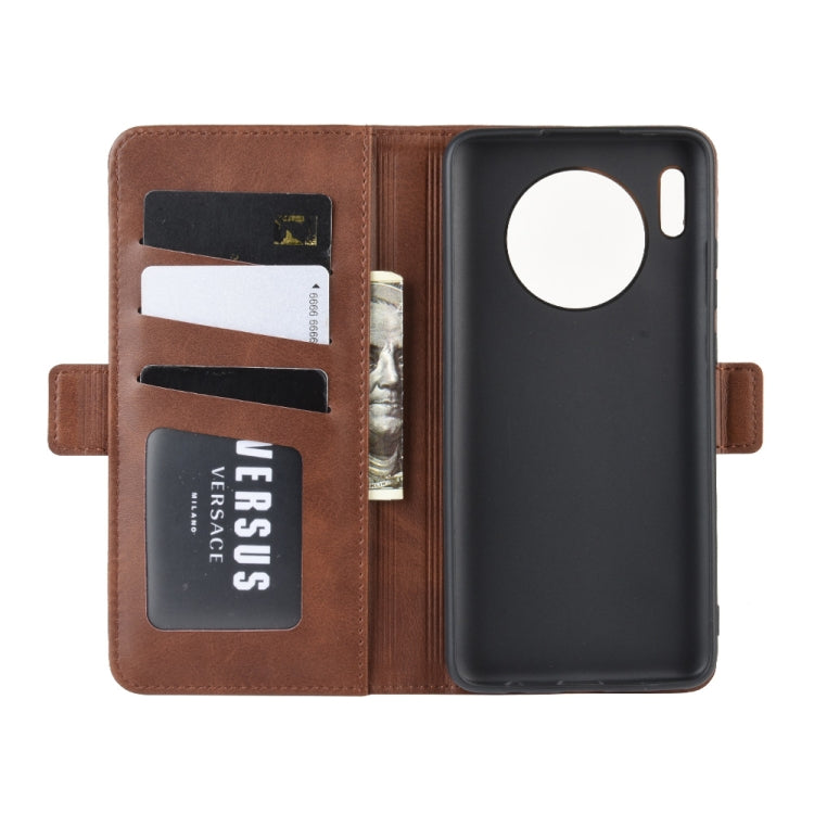 For Huawei Mate 30 Double Buckle Crazy Horse Business Mobile Phone Holster with Card Wallet Bracket Function