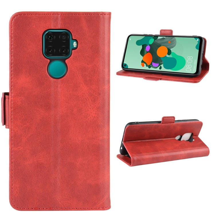 For Huawei Nova 5i Pro/Mate 30 Lite/Nova 5Z Double Buckle Crazy Horse Business Mobile Phone Holster with Card Wallet Bracket Function