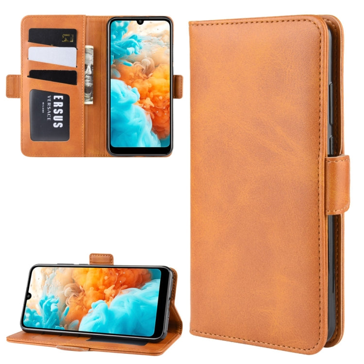 For Huawei Y6 Pro 2019 Double Buckle Crazy Horse Business Mobile Phone Holster with Card Wallet Bracket Function
