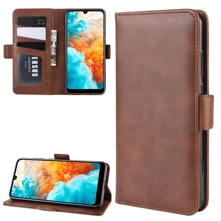 For Huawei Y6 Pro 2019 Double Buckle Crazy Horse Business Mobile Phone Holster with Card Wallet Bracket Function