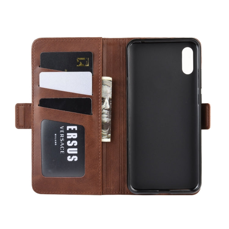For Huawei Y6 Pro 2019 Double Buckle Crazy Horse Business Mobile Phone Holster with Card Wallet Bracket Function