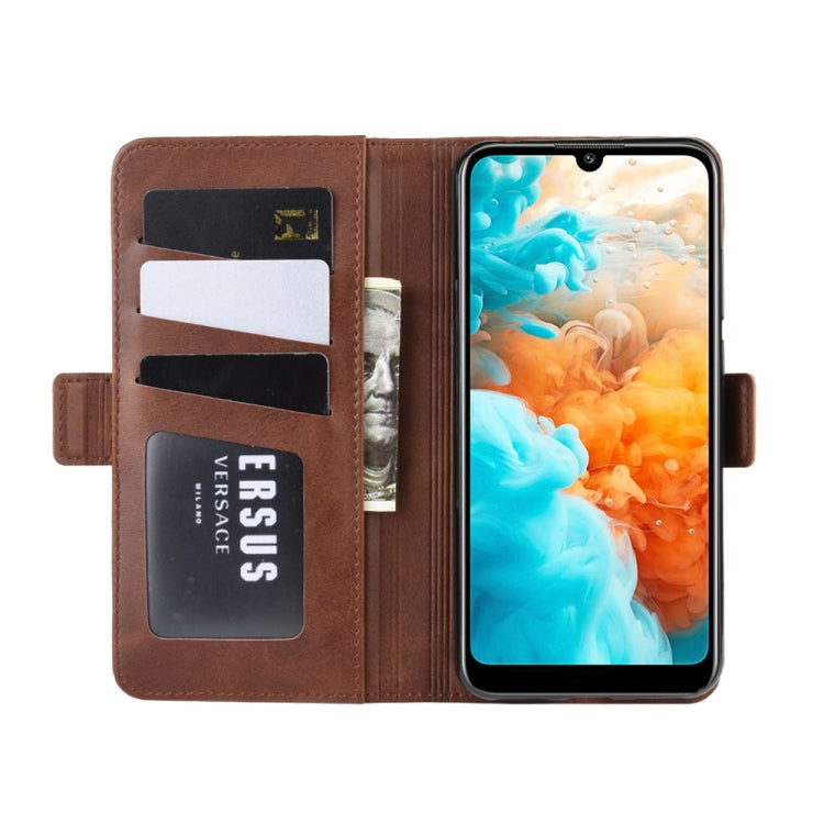 For Huawei Y6 Pro 2019 Double Buckle Crazy Horse Business Mobile Phone Holster with Card Wallet Bracket Function