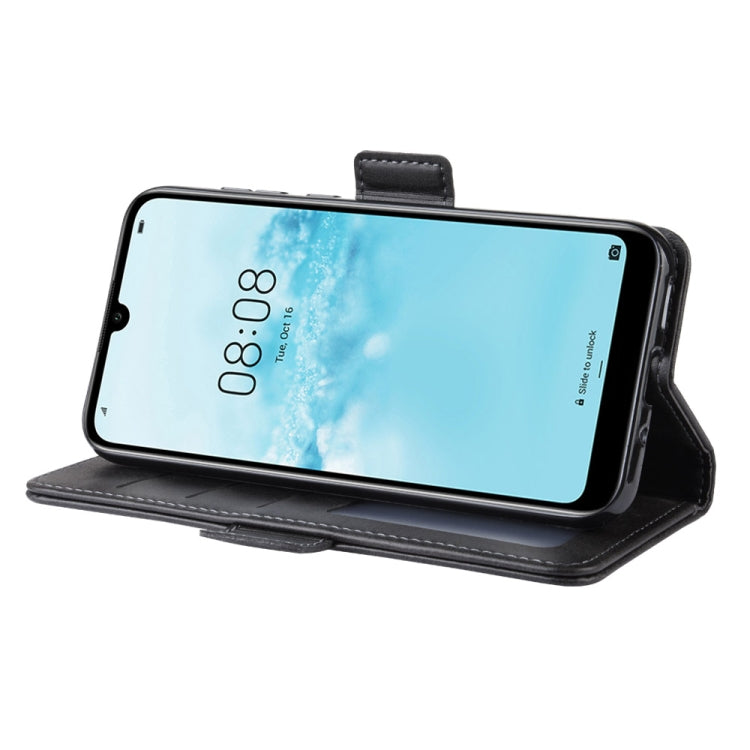 For Huawei Y5 2019 Double Buckle Crazy Horse Business Mobile Phone Holster with Card Wallet Bracket Function