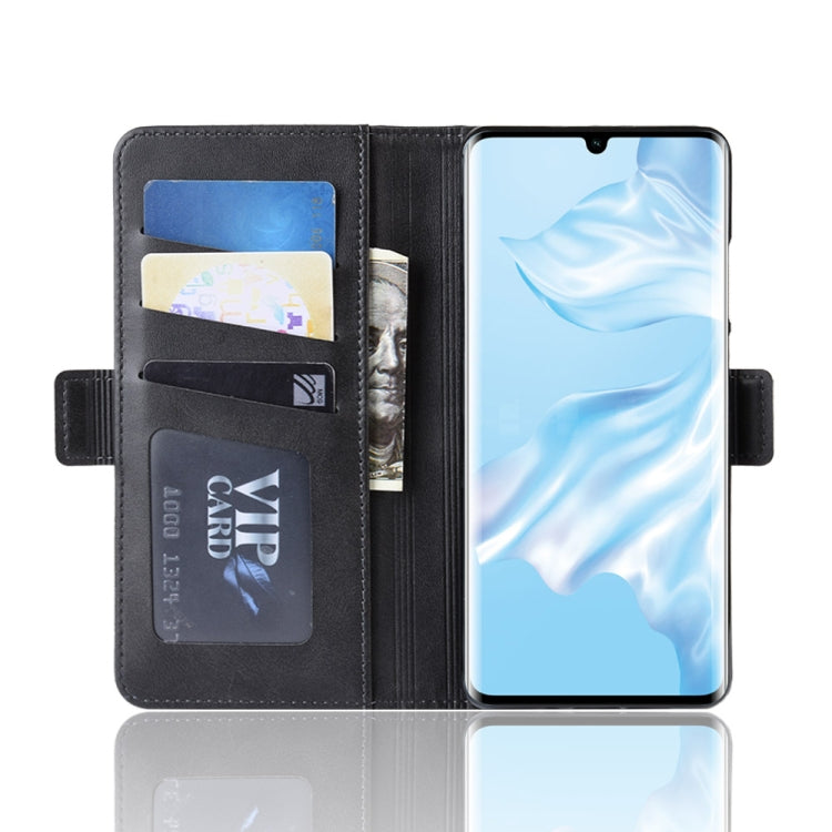 For Huawei P30 Pro Double Buckle Crazy Horse Business Mobile Phone Holster with Card Wallet Bracket Function