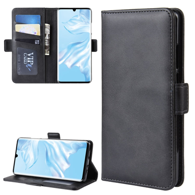 For Huawei P30 Pro Double Buckle Crazy Horse Business Mobile Phone Holster with Card Wallet Bracket Function