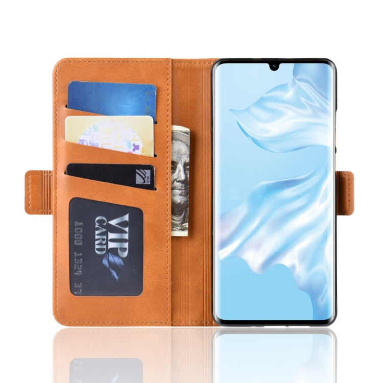 For Huawei P30 Pro Double Buckle Crazy Horse Business Mobile Phone Holster with Card Wallet Bracket Function