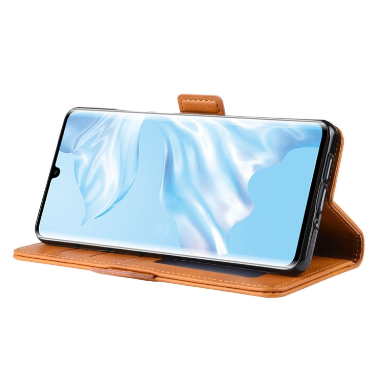 For Huawei P30 Pro Double Buckle Crazy Horse Business Mobile Phone Holster with Card Wallet Bracket Function