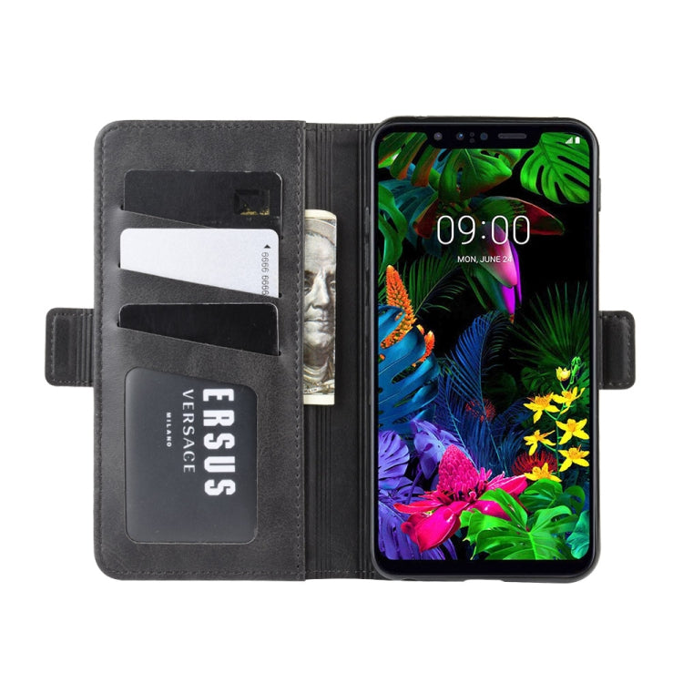For LG G8S ThinQ Double Buckle Crazy Horse Business Mobile Phone Holster with Card Wallet Bracket Function