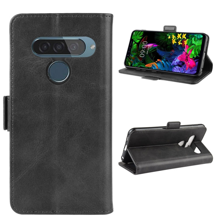 For LG G8S ThinQ Double Buckle Crazy Horse Business Mobile Phone Holster with Card Wallet Bracket Function