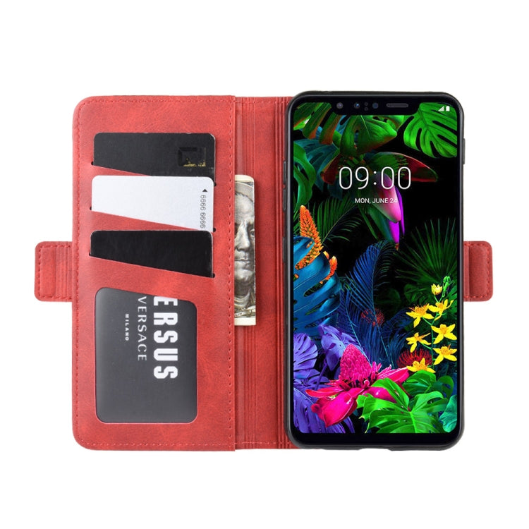 For LG G8S ThinQ Double Buckle Crazy Horse Business Mobile Phone Holster with Card Wallet Bracket Function