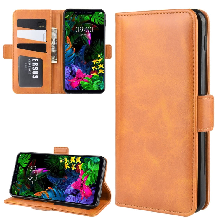 For LG G8S ThinQ Double Buckle Crazy Horse Business Mobile Phone Holster with Card Wallet Bracket Function