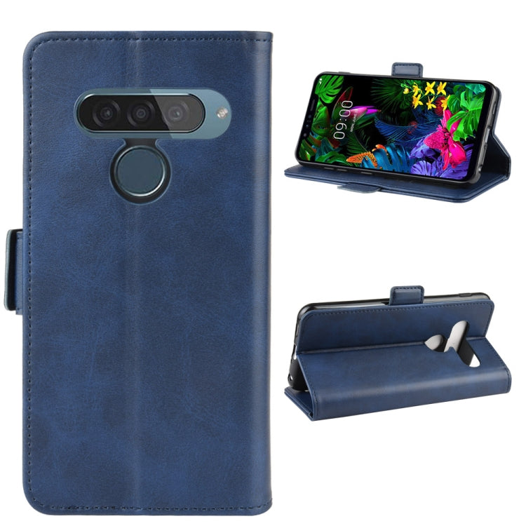 For LG G8S ThinQ Double Buckle Crazy Horse Business Mobile Phone Holster with Card Wallet Bracket Function