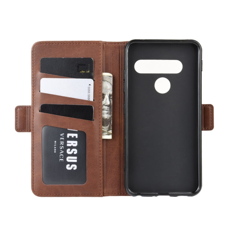 For LG G8S ThinQ Double Buckle Crazy Horse Business Mobile Phone Holster with Card Wallet Bracket Function