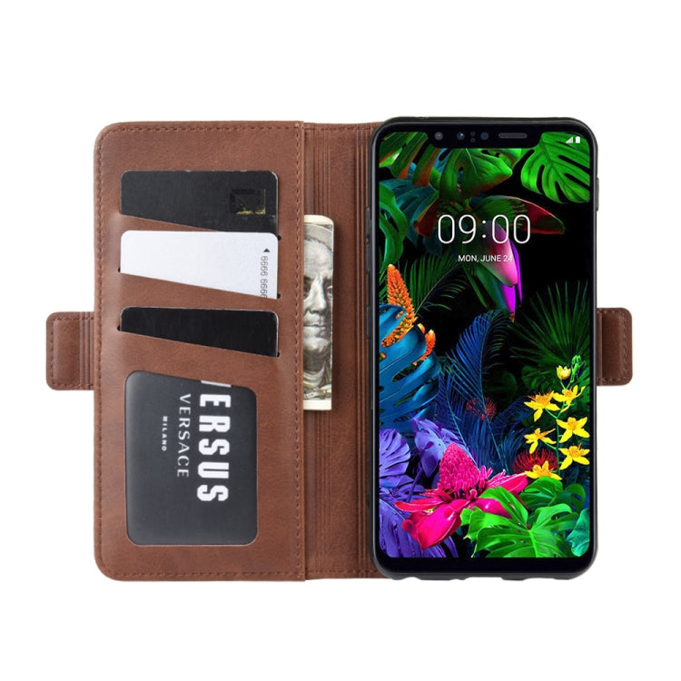 For LG G8S ThinQ Double Buckle Crazy Horse Business Mobile Phone Holster with Card Wallet Bracket Function