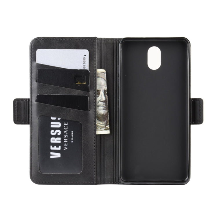 For LG K30 2019 Double Buckle Crazy Horse Business Mobile Phone Holster with Card Wallet Bracket Function