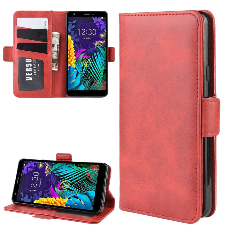 For LG K30 2019 Double Buckle Crazy Horse Business Mobile Phone Holster with Card Wallet Bracket Function