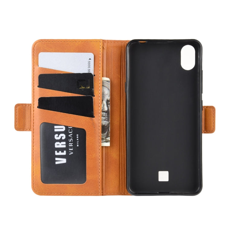 For LG K20 2019 Double Buckle Crazy Horse Business Mobile Phone Holster with Card Wallet Bracket Function