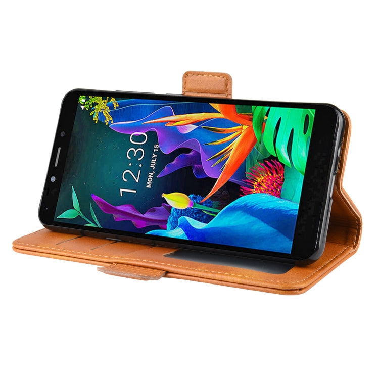 For LG K20 2019 Double Buckle Crazy Horse Business Mobile Phone Holster with Card Wallet Bracket Function