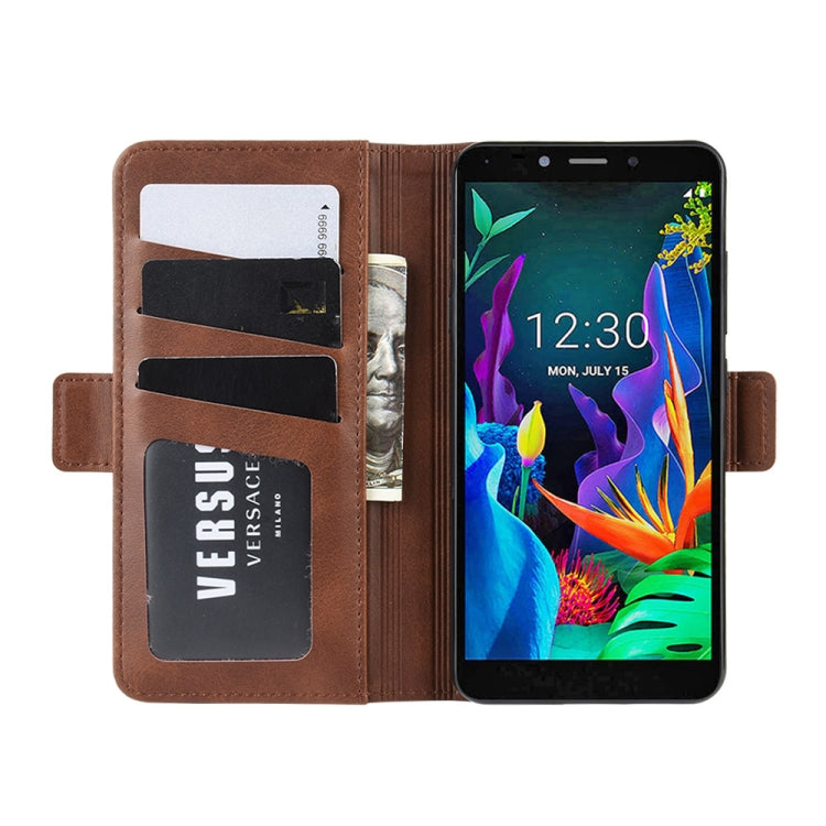 For LG K20 2019 Double Buckle Crazy Horse Business Mobile Phone Holster with Card Wallet Bracket Function