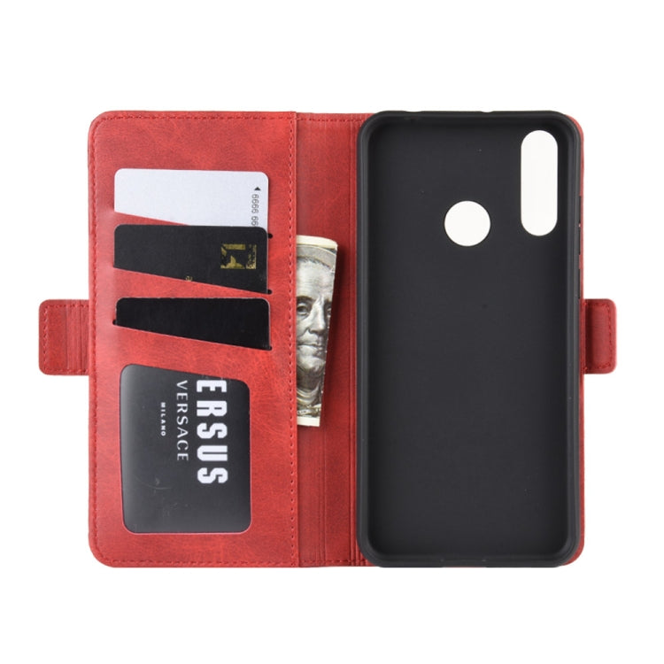 For LG W30 Double Buckle Crazy Horse Business Mobile Phone Holster with Card Wallet Bracket Function