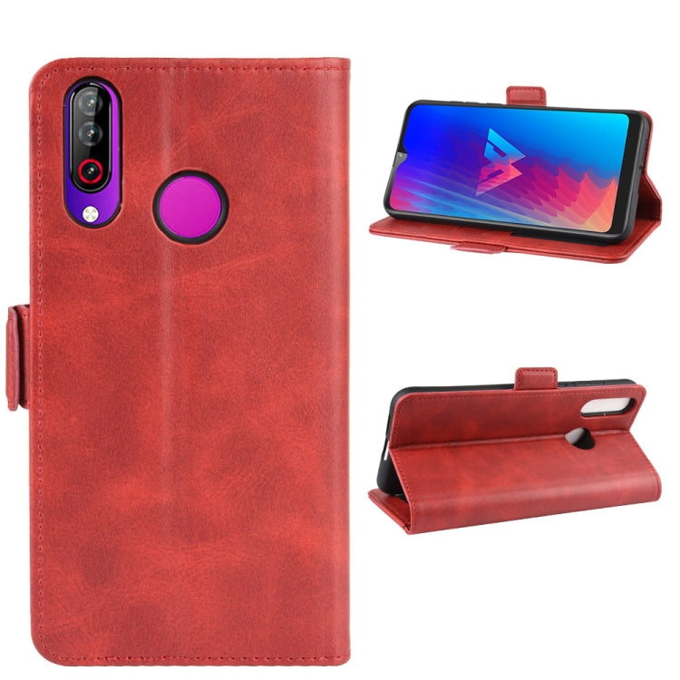 For LG W30 Double Buckle Crazy Horse Business Mobile Phone Holster with Card Wallet Bracket Function