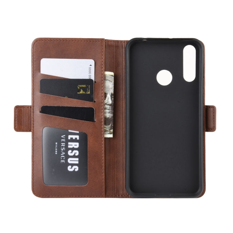 For LG W30 Double Buckle Crazy Horse Business Mobile Phone Holster with Card Wallet Bracket Function