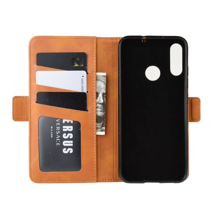 For MOTO E6 Plus Double Buckle Crazy Horse Business Mobile Phone Holster with Card Wallet Bracket Function