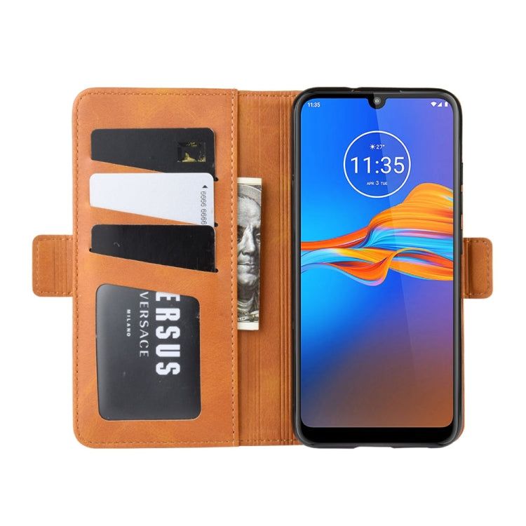 For MOTO E6 Plus Double Buckle Crazy Horse Business Mobile Phone Holster with Card Wallet Bracket Function