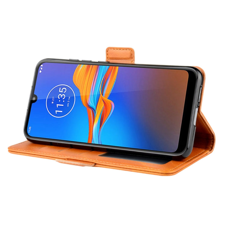 For MOTO E6 Plus Double Buckle Crazy Horse Business Mobile Phone Holster with Card Wallet Bracket Function