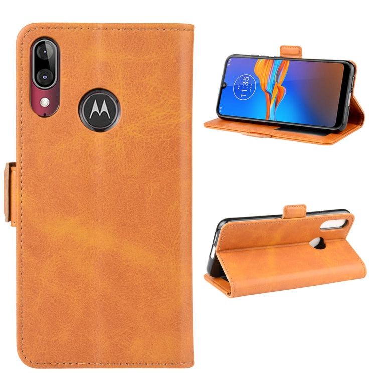 For MOTO E6 Plus Double Buckle Crazy Horse Business Mobile Phone Holster with Card Wallet Bracket Function