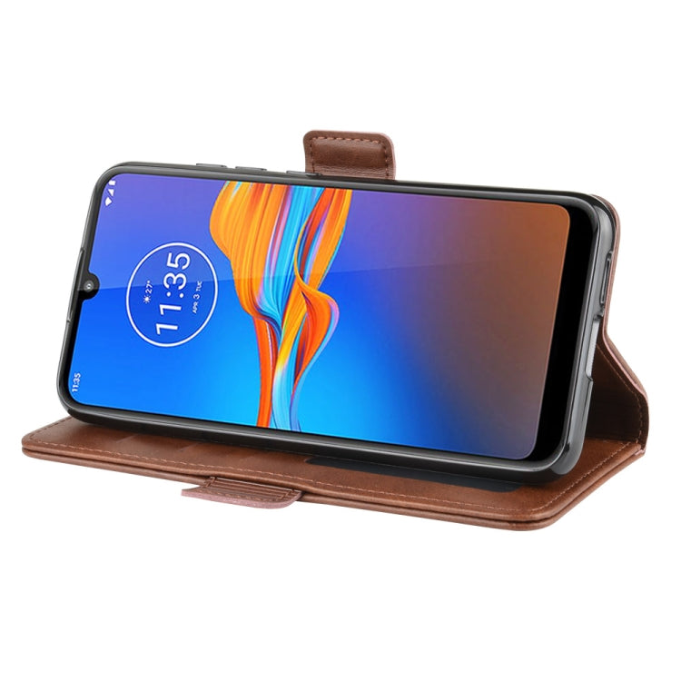 For MOTO E6 Plus Double Buckle Crazy Horse Business Mobile Phone Holster with Card Wallet Bracket Function