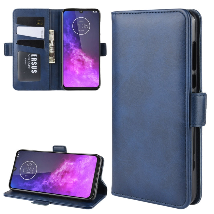 For MOTO One Zoom Double Buckle Crazy Horse Business Mobile Phone Holster with Card Wallet Bracket Function