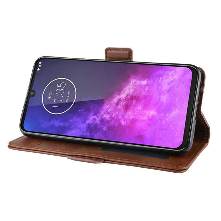 For MOTO One Zoom Double Buckle Crazy Horse Business Mobile Phone Holster with Card Wallet Bracket Function