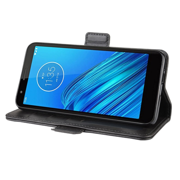 For MOTO E6 Double Buckle Crazy Horse Business Mobile Phone Holster with Card Wallet Bracket Function