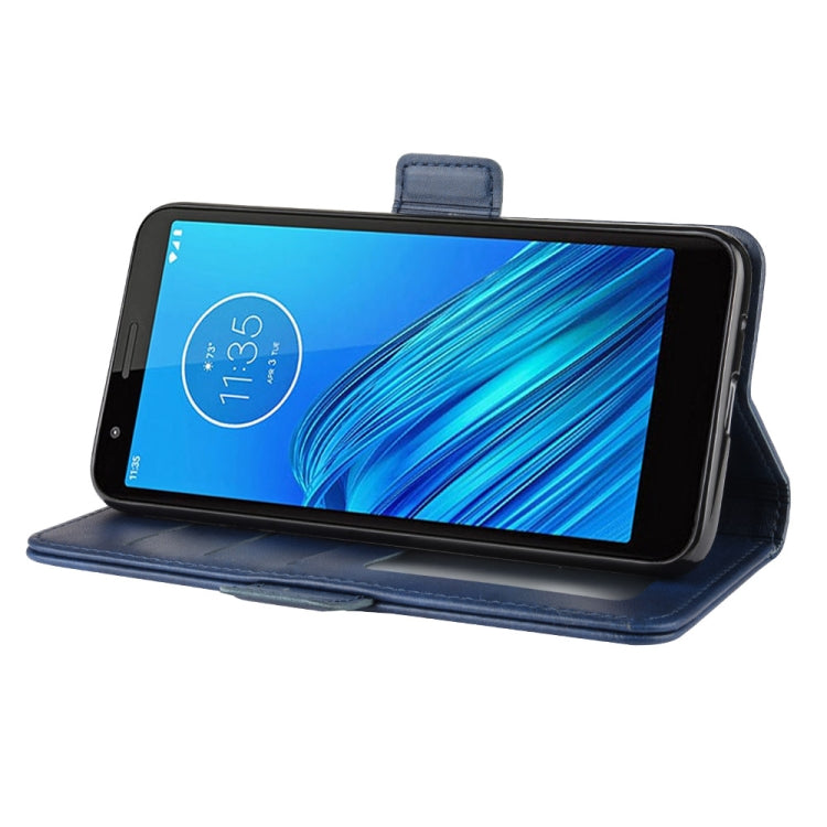 For MOTO E6 Double Buckle Crazy Horse Business Mobile Phone Holster with Card Wallet Bracket Function