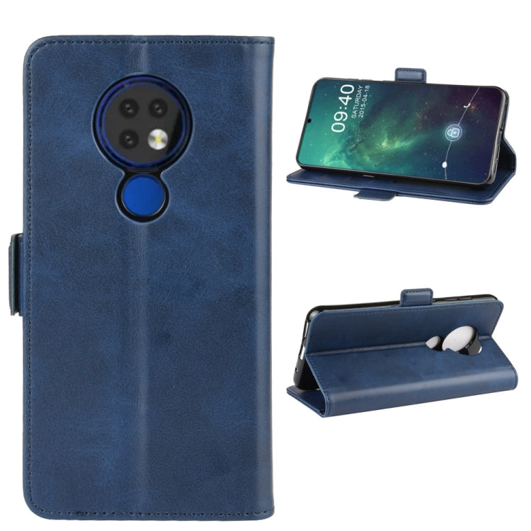 For Nokia 6.2 Double Buckle Crazy Horse Business Mobile Phone Holster with Card Wallet Bracket Function