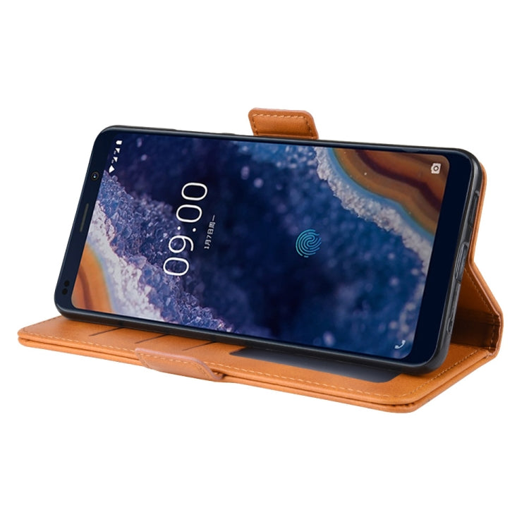 For Nokia 9 PureView Double Buckle Crazy Horse Business Mobile Phone Holster with Card Wallet Bracket Function