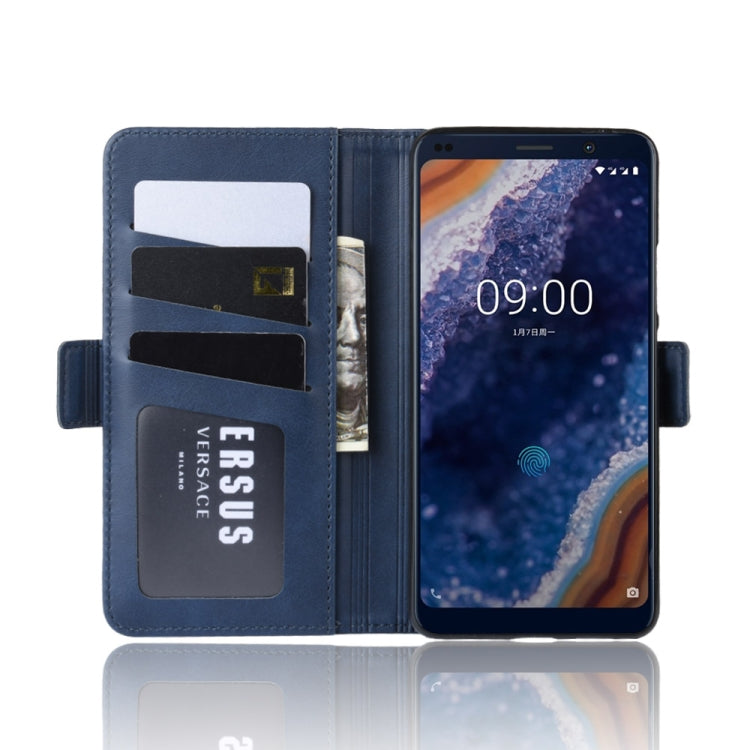 For Nokia 9 PureView Double Buckle Crazy Horse Business Mobile Phone Holster with Card Wallet Bracket Function