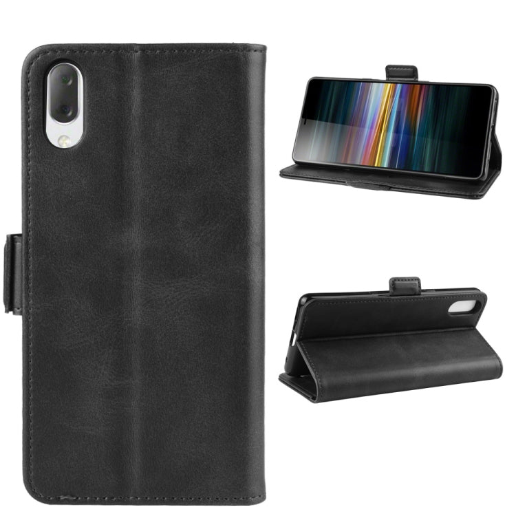 For Sony Xperia L3 Double Buckle Crazy Horse Business Mobile Phone Holster with Card Wallet Bracket Function