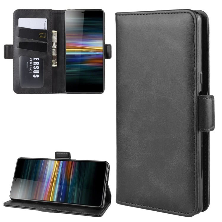 For Sony Xperia L3 Double Buckle Crazy Horse Business Mobile Phone Holster with Card Wallet Bracket Function