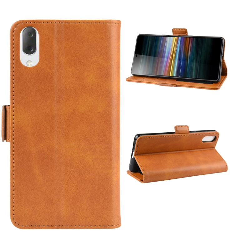 For Sony Xperia L3 Double Buckle Crazy Horse Business Mobile Phone Holster with Card Wallet Bracket Function