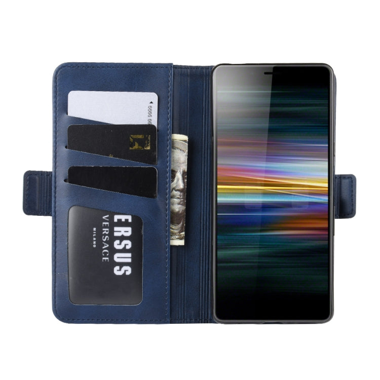 For Sony Xperia L3 Double Buckle Crazy Horse Business Mobile Phone Holster with Card Wallet Bracket Function